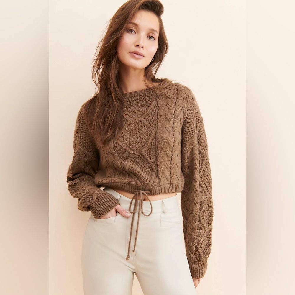 Vigoss Crop Cable Knit Sweater from Anthropologie